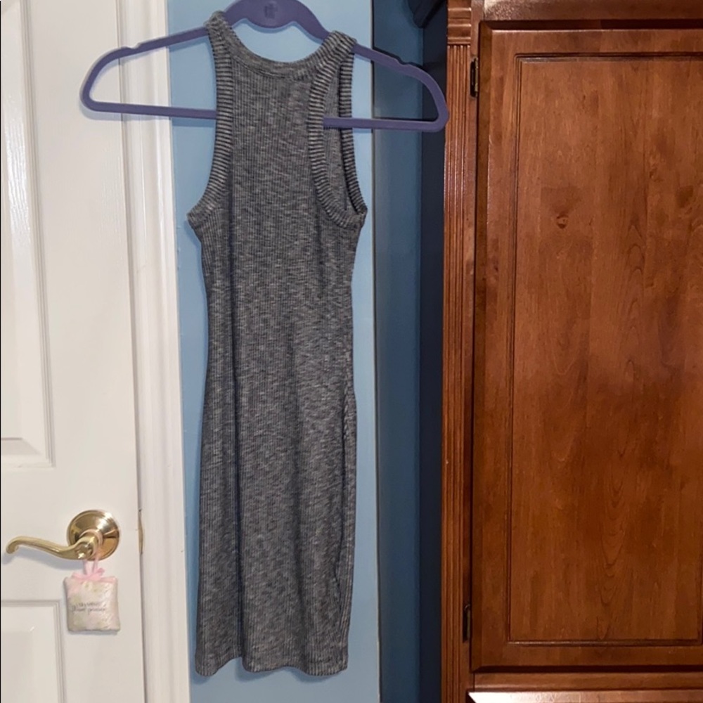Garage Bodycon dress grey ribbed high neck size xs